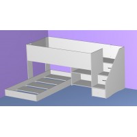 Low Loft bed with transverse lower bed - with easy climb steps!